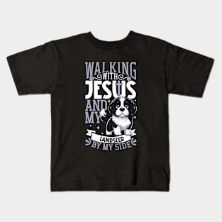 Jesus and dog - Landseer Kids T-Shirt